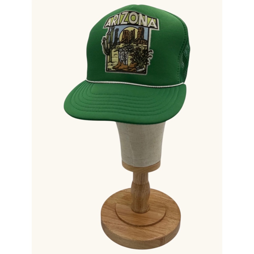 Vintage Smith Western Arizona Trucker Hat Green Mesh Snapback Desert Graphic Cap - Picture 1 of 3